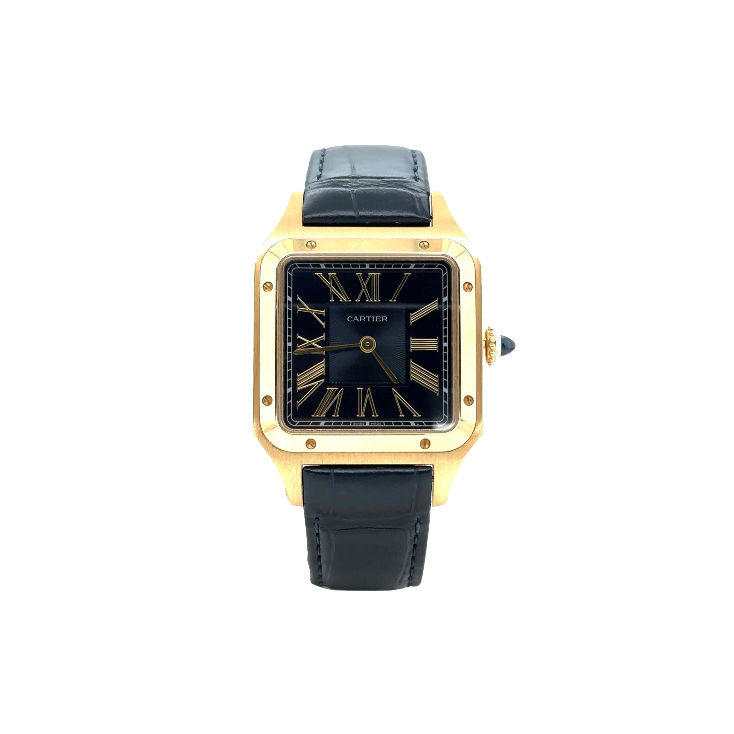 Ca*t*er santos dumont yellow gold blue dial watch wgsa0077